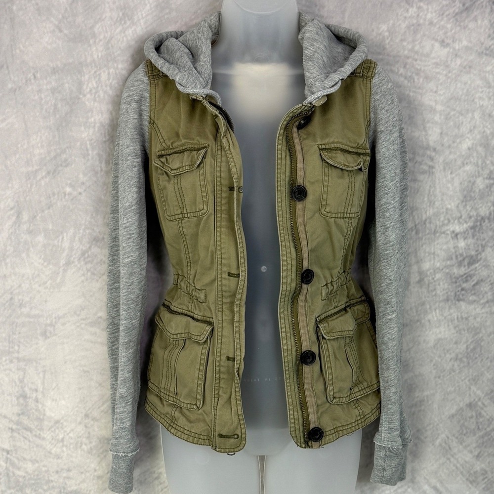 Vtg Y2k Abercrombie & Fitch Utility Jacket Hoodie‎ Combo Sz S grunge Bella Swan